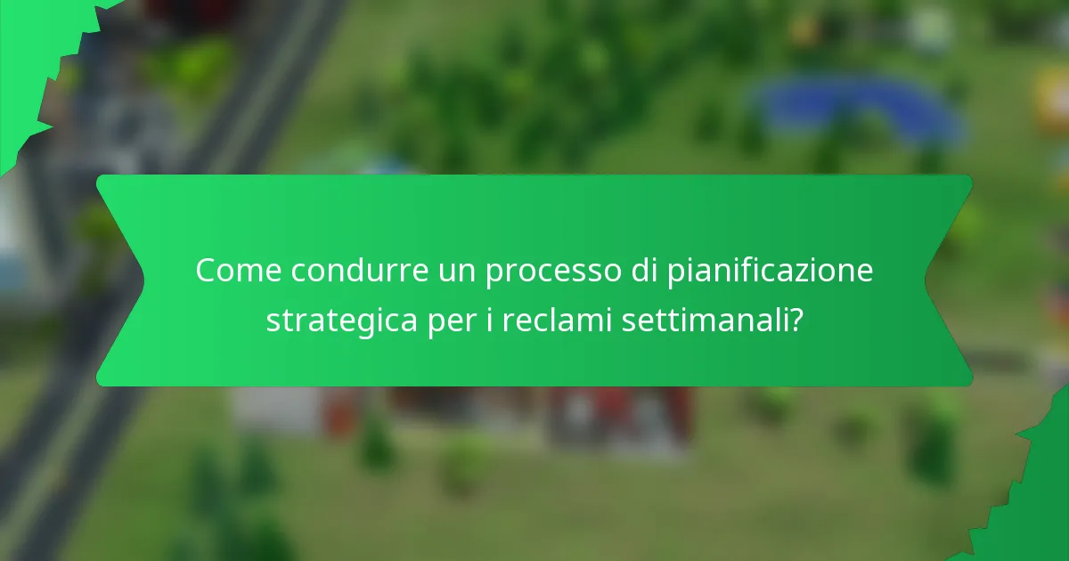 Come condurre un processo di pianificazione strategica per i reclami settimanali?