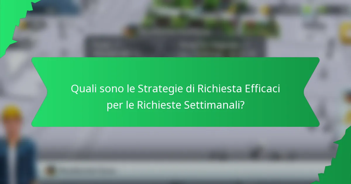 Quali sono le Strategie di Richiesta Efficaci per le Richieste Settimanali?